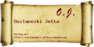 Oszlanszki Jetta névjegykártya